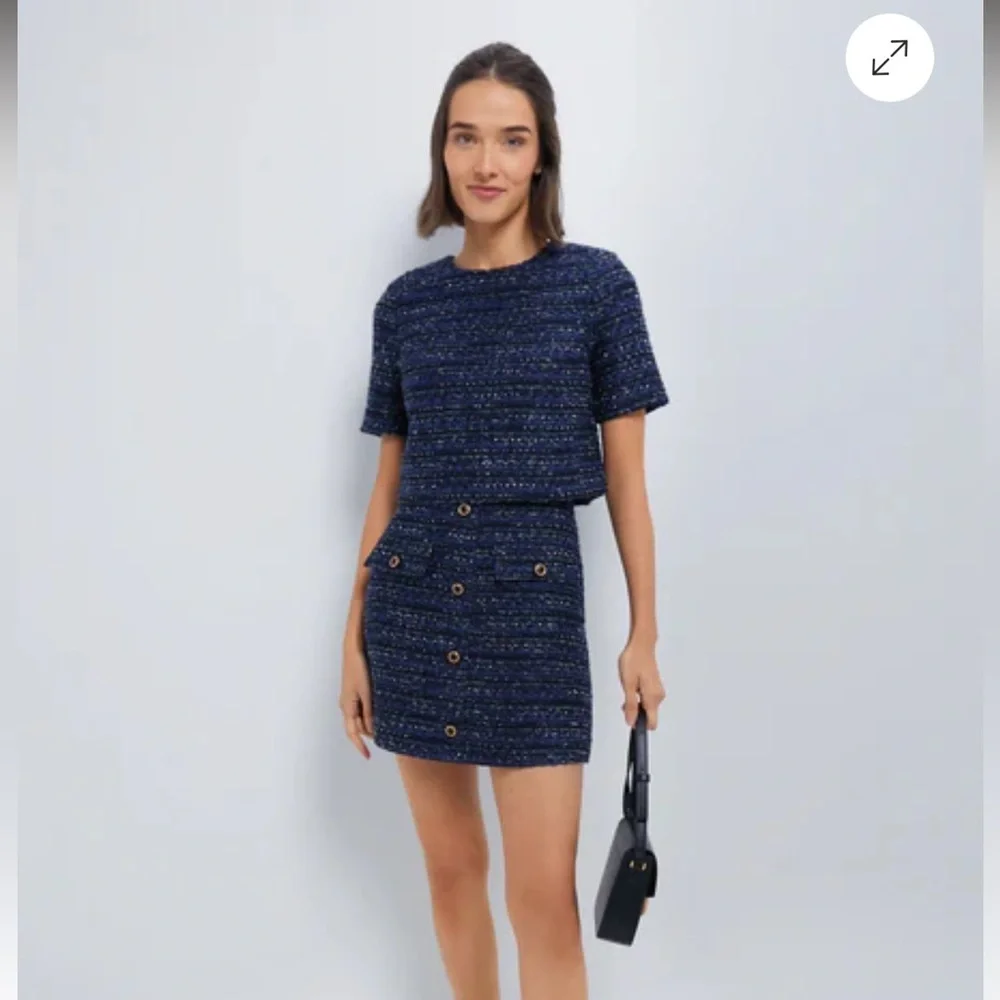 NWT HYACINTH HOUSE Navy Tweed Georgie Top Size Small - Picture 2 of 5